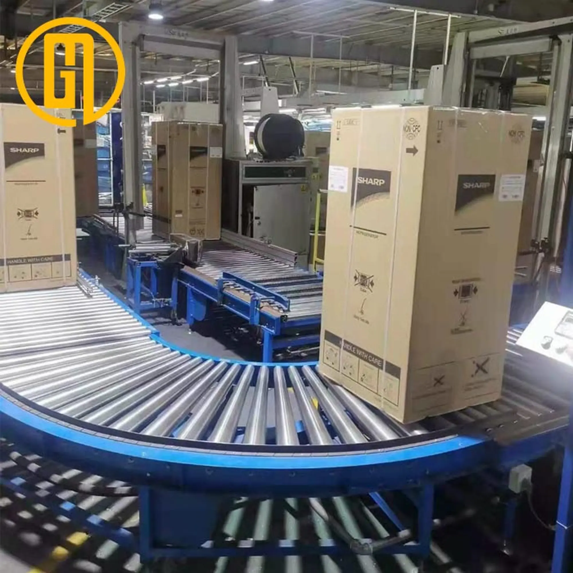 Băng tải con lăn góc nghiêng